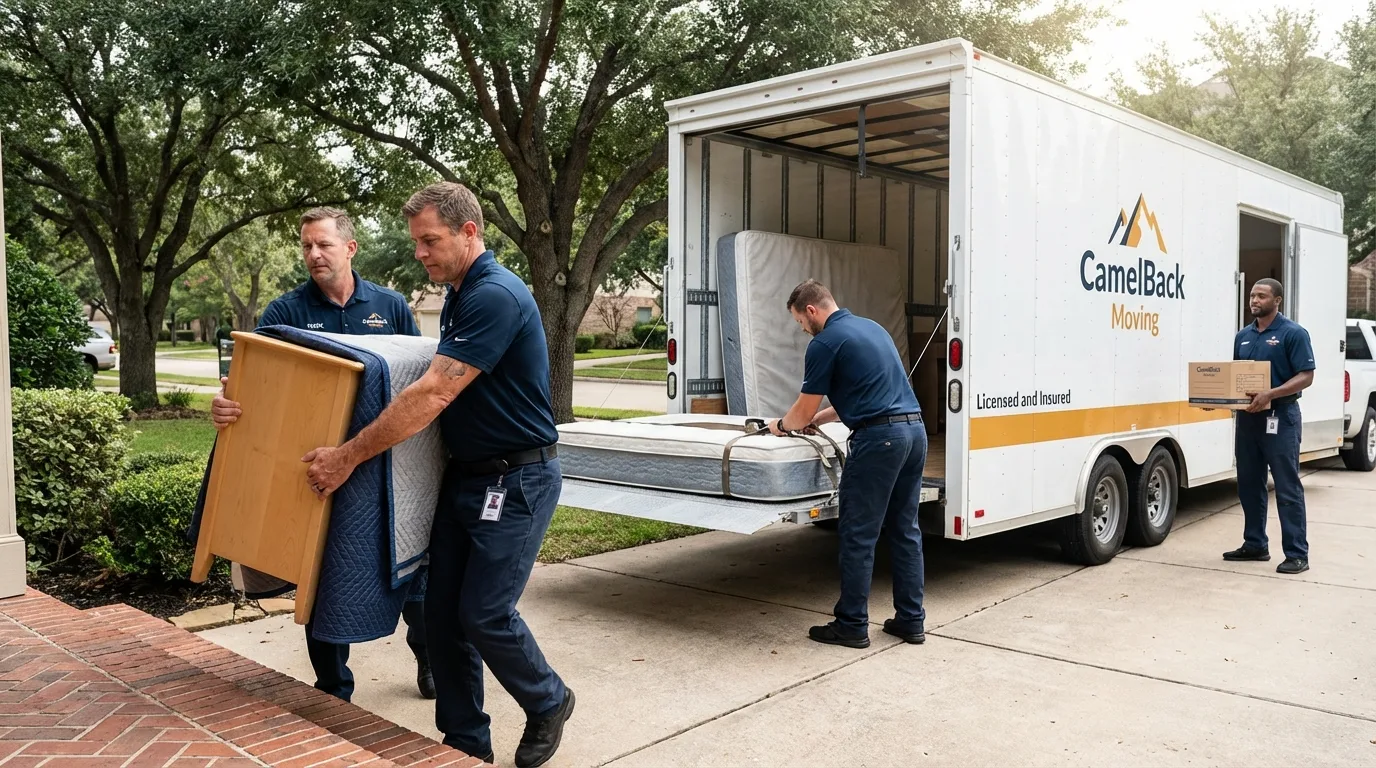 Crew loading residential truck for cross-state move from Marshallville, GA