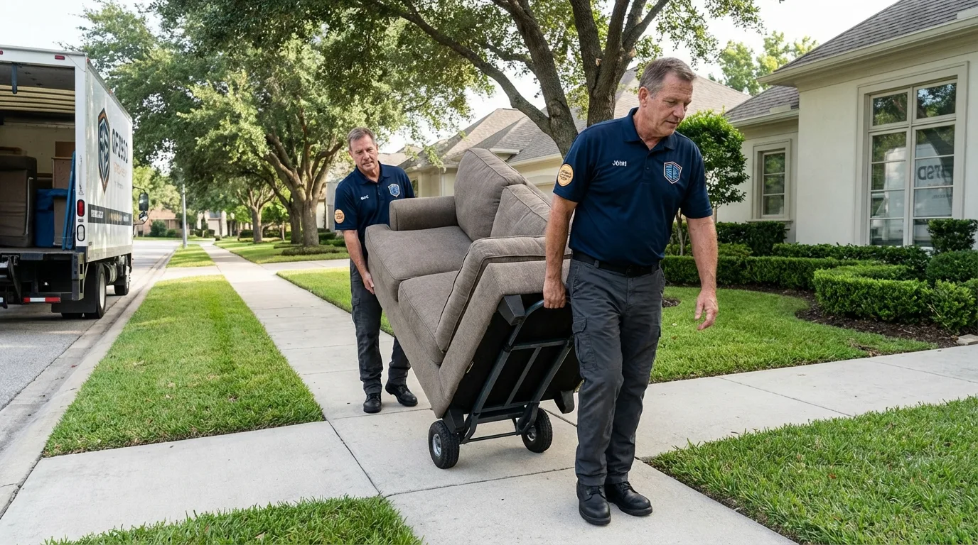 Local residential moving crew loading furniture in Marshallville, GA