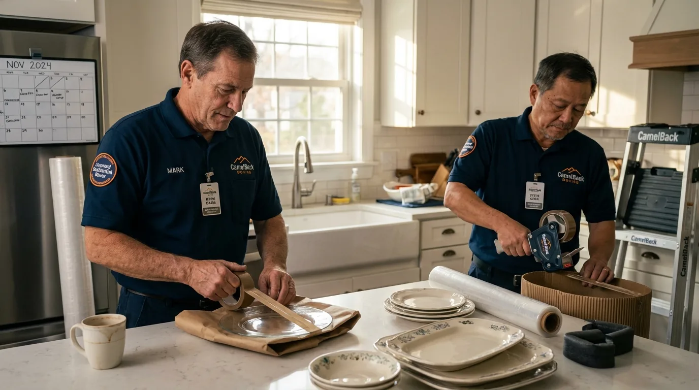 Professional crew packing kitchen dishware in Marshallville, GA